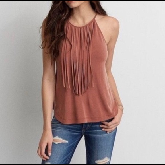 American Eagle Outfitters Tops - American Eagle Soft and Sexy Tank Fringe Size XL